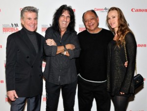Natasha and Cheech Marin with Alice Cooper and John Walsh at Canon/NCMEC Reception in Las Vegas.